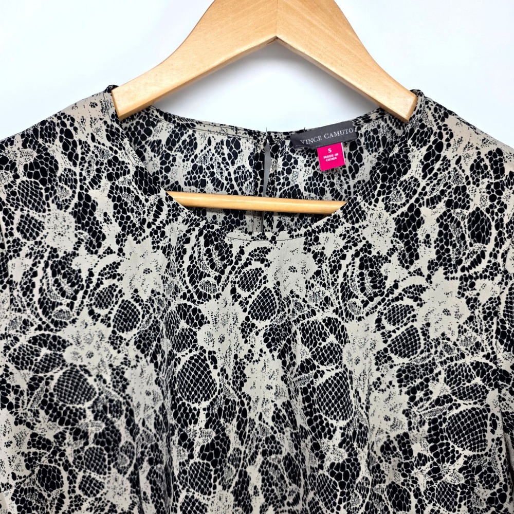 Vince Camuto Blouse Womens S Willow Lace Snakeskin Print High Low Top 9356159